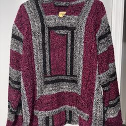 RARE Iguana Jack Sweater Mens XL Purple/Grey Hooded Sweater Hoodie VINTAGE BAJA