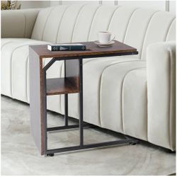 Brown C Table With Drawer Shelf Side Table