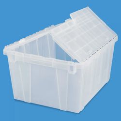 U-Line Clear Plastic Industrial Storage Crates $46 Bins Organizers (West Elm Container Store Crate & Barrel DWR CB2 Restoration Hardware Moving Boxes)