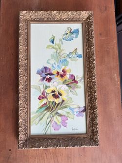 Ornate Gold Framed Floral Art | Vintage Style | Ready to Hang