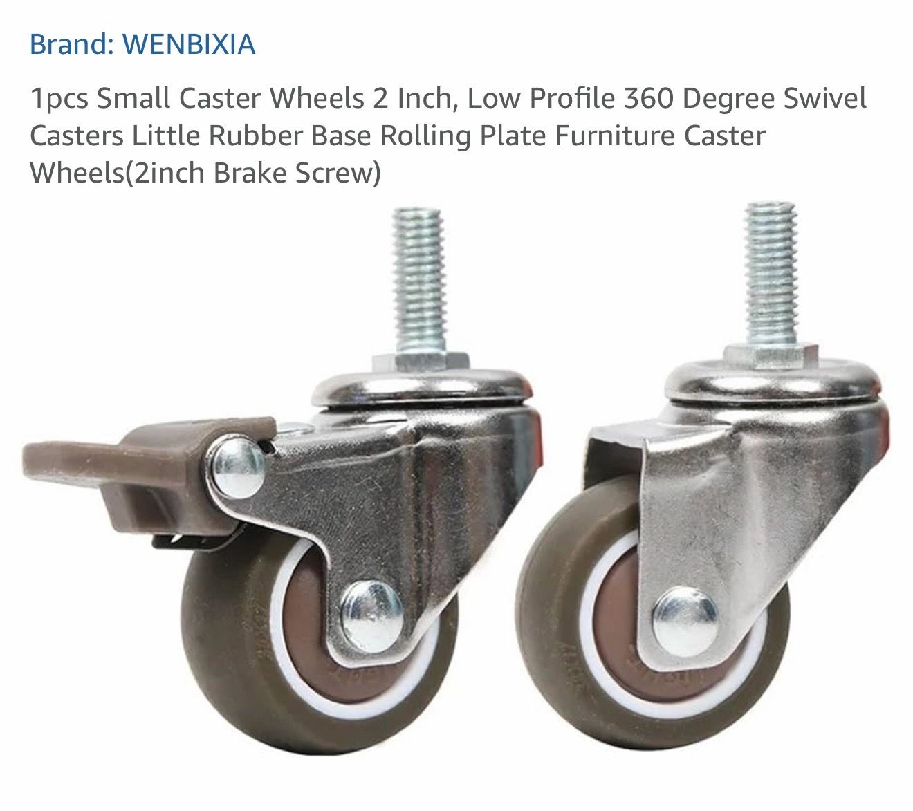 Brand: WENBIXIA 4pcs Small Caster Wheels 2 Inch, Low Profile 360 Degree Swivel Casters Little Rubber Base Rolling Plate Furniture Caster Wheels(2inch