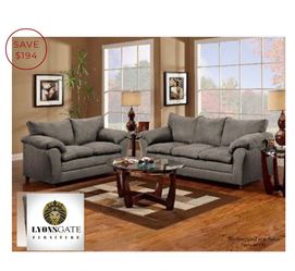 New Plush Grey Couch And Loveseat Set