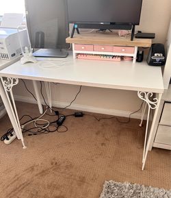 White Metal Desk Table