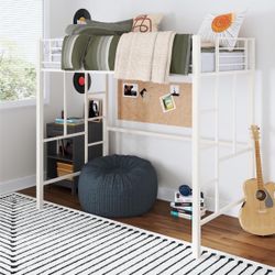 Metal Loft Bed, Off White $110 OBO