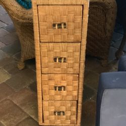 Mcm Rattan And Wood Cabinet