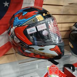 LS2 Full-Face Motorcycle Helmet size large ninja anime design brand new with a drop-down sunglasses