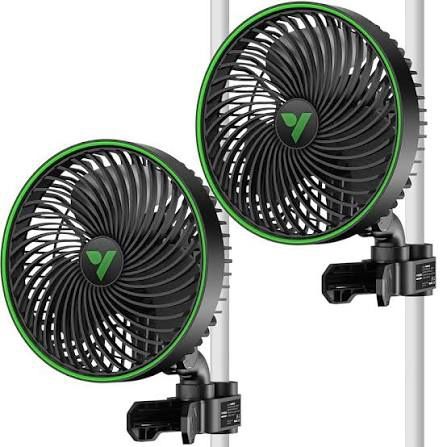 VIVOSUN 2-Pack AeroWave E6 Gen2, Grow Tent Clip Fan 6”, EC Motor, Smart Control, Powerful Oscillating Fan, Local Timer, Weatherproof IP54, for Hydropo