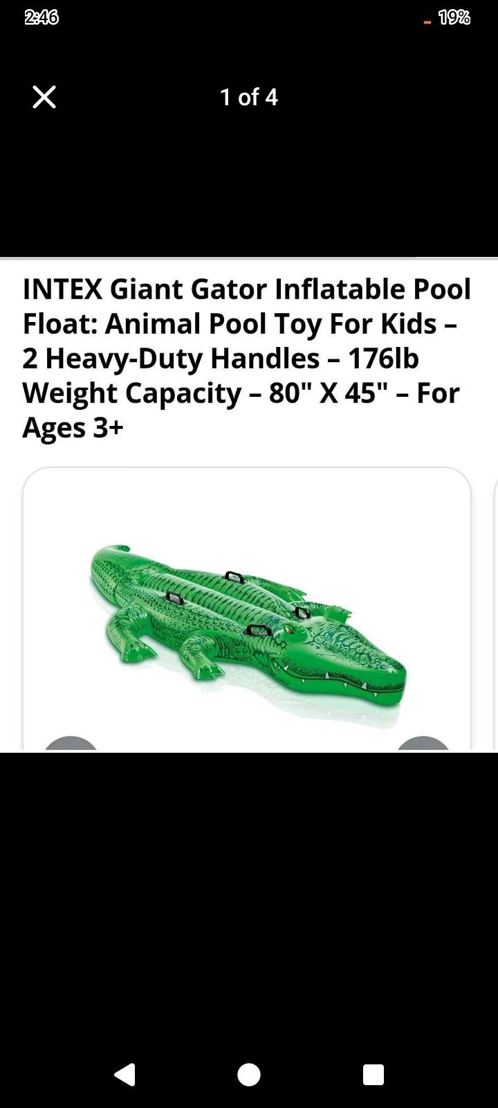 INTEX Giant Gator Inflatable Pool Float: