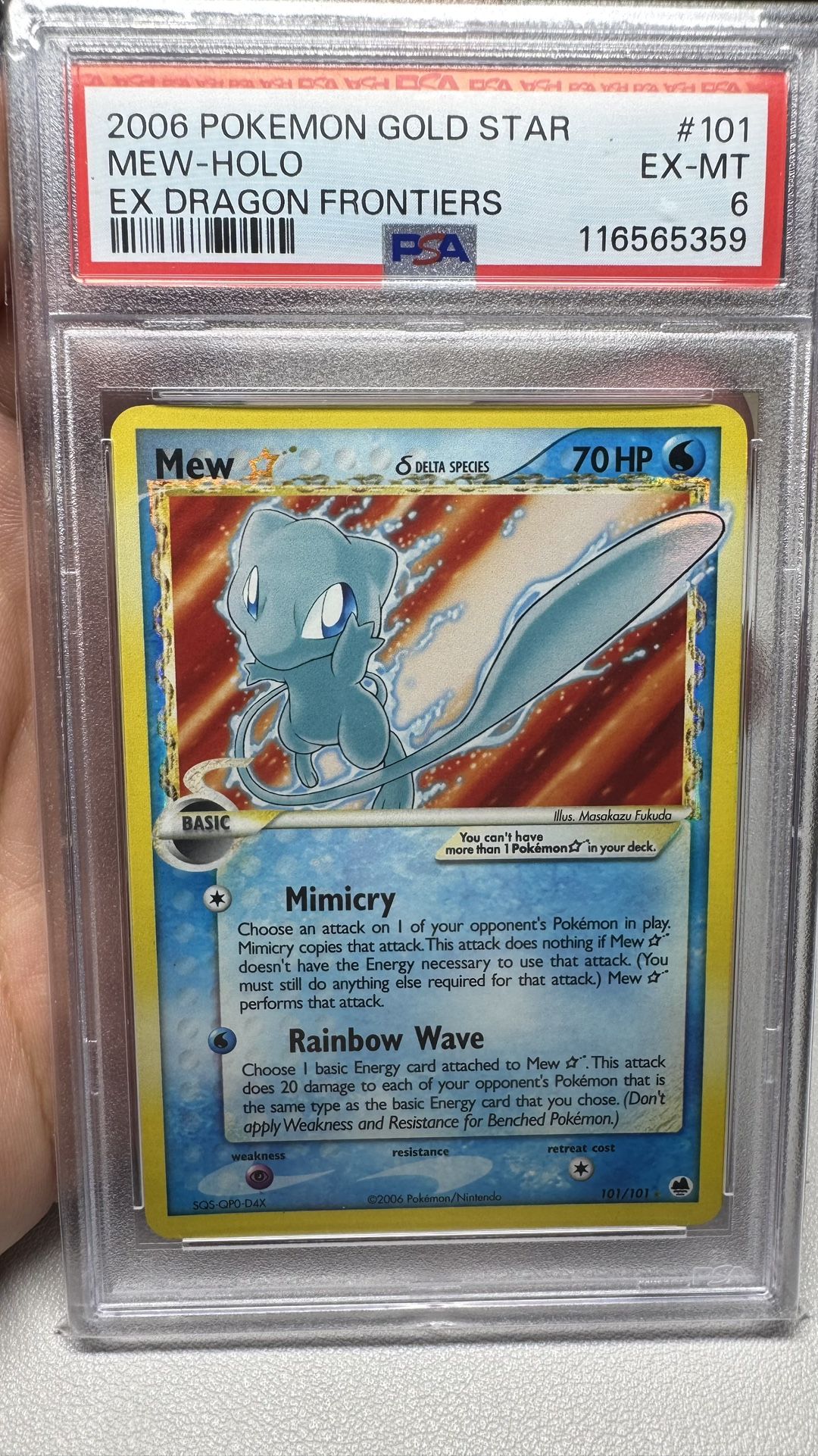 2006 Mew Gold Star PSA6 with new cert
