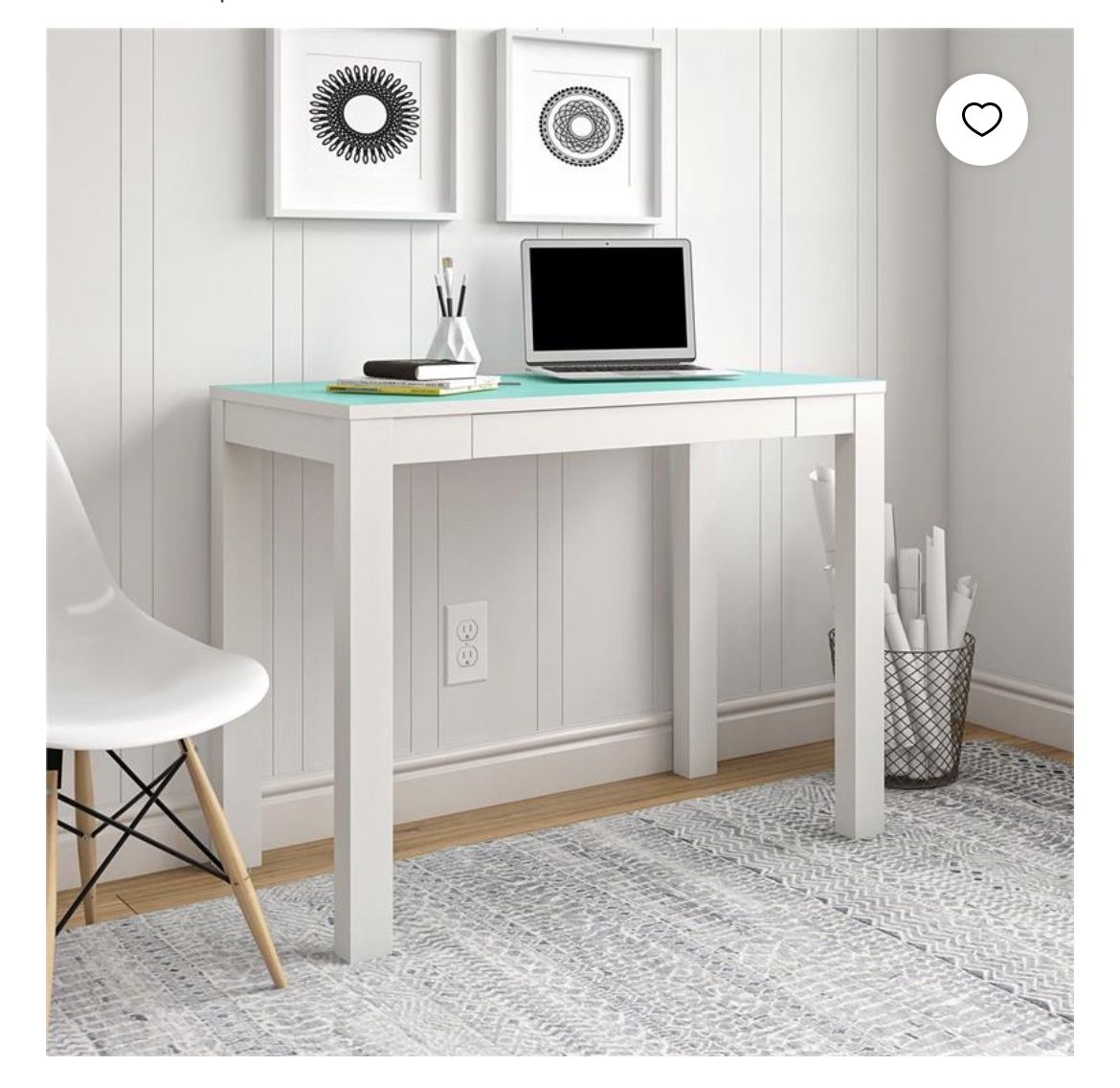 White Desk With Drawer 