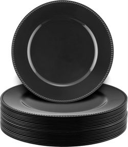 24 Pack Metallic Charger Plates 13inch BLACK -NEW (3047/3)