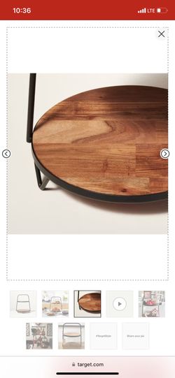 2-Tier Wood & Metal Serving Stand Brown/Black - Hearth & Hand™ with Magnolia: Acacia Tiered Tray Display