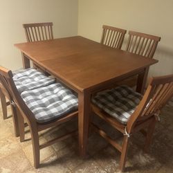 Dining Wooden Table With 6 Chairs And Extension