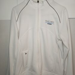 Encore Industries White Jacket Zip Up Size Large