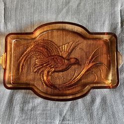 Vintage Indiana Glass Bird Of Paradise Tiara Exclusive Vanity or serving Tray 