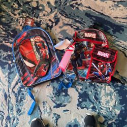 Boys Backpack. Spider-Man Water Bottle.