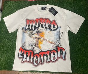 Mixed Emotions White/Red Tee  Size-M With Rhinestone