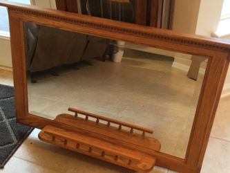 Solid Oak Mirror with shelf