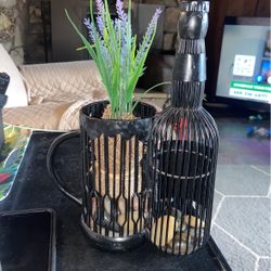 Metal Bottle And Pot For Bottle Caps /corks Etc 