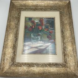 Linda Demetre Red Tulips Framed Painting