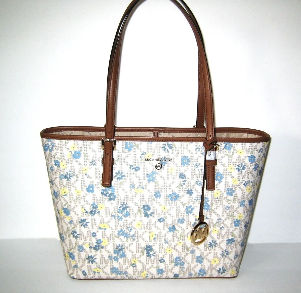 MICHAEL KORS JET SET CHARM MEDIUM CARRYALL TOTE MK Logo Vanilla/Lugg Floral