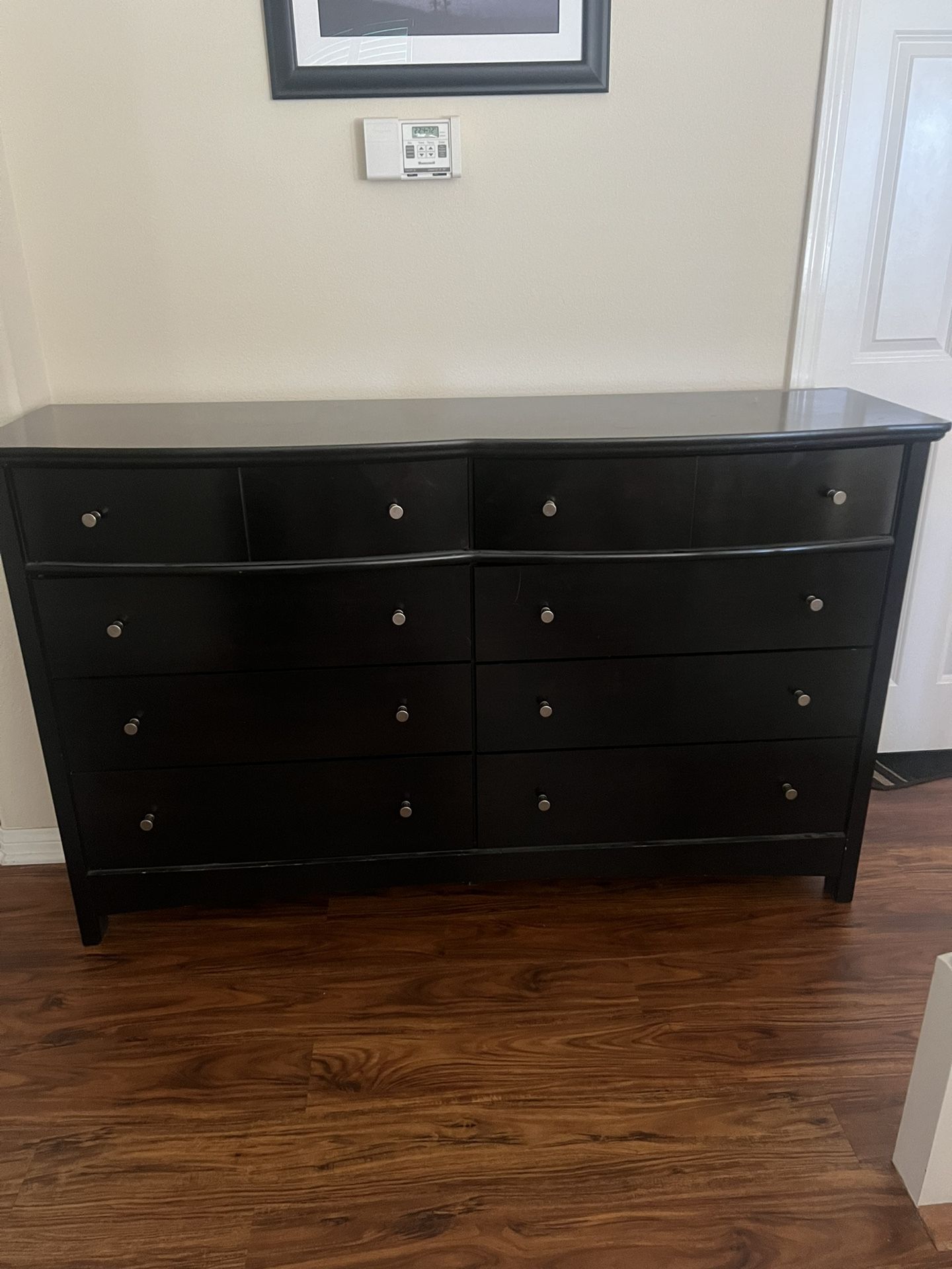 dark wood dresser and nightstand set
