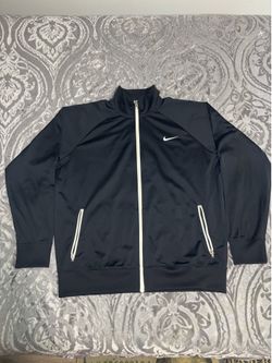 Nike Track Jacket Men’s Large Black White Full Zip Athletic Soccer Warm Up VTG