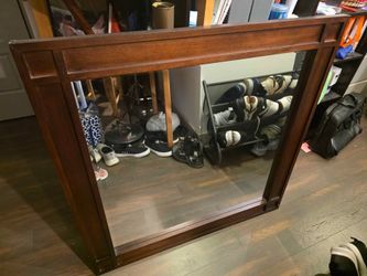 Large Wood Framed Wall Mirror