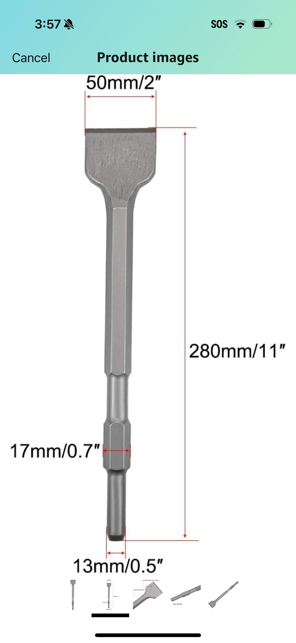 uxcell Scraping Chisel 50mm Dia. Masonry Drill Bit Hex Shank for Electric Jack Hammer Remove Scale Edging Chipping Tool