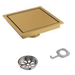 Gold Square Shower Floor Drain with Cover SFS3066GD