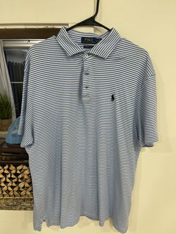 Mens White With Blue XL Polo Shirt