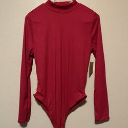 Eye Candy, Women’s Red Long Sleeve Stretchy Turtleneck Bodysuit, Size XL NWT