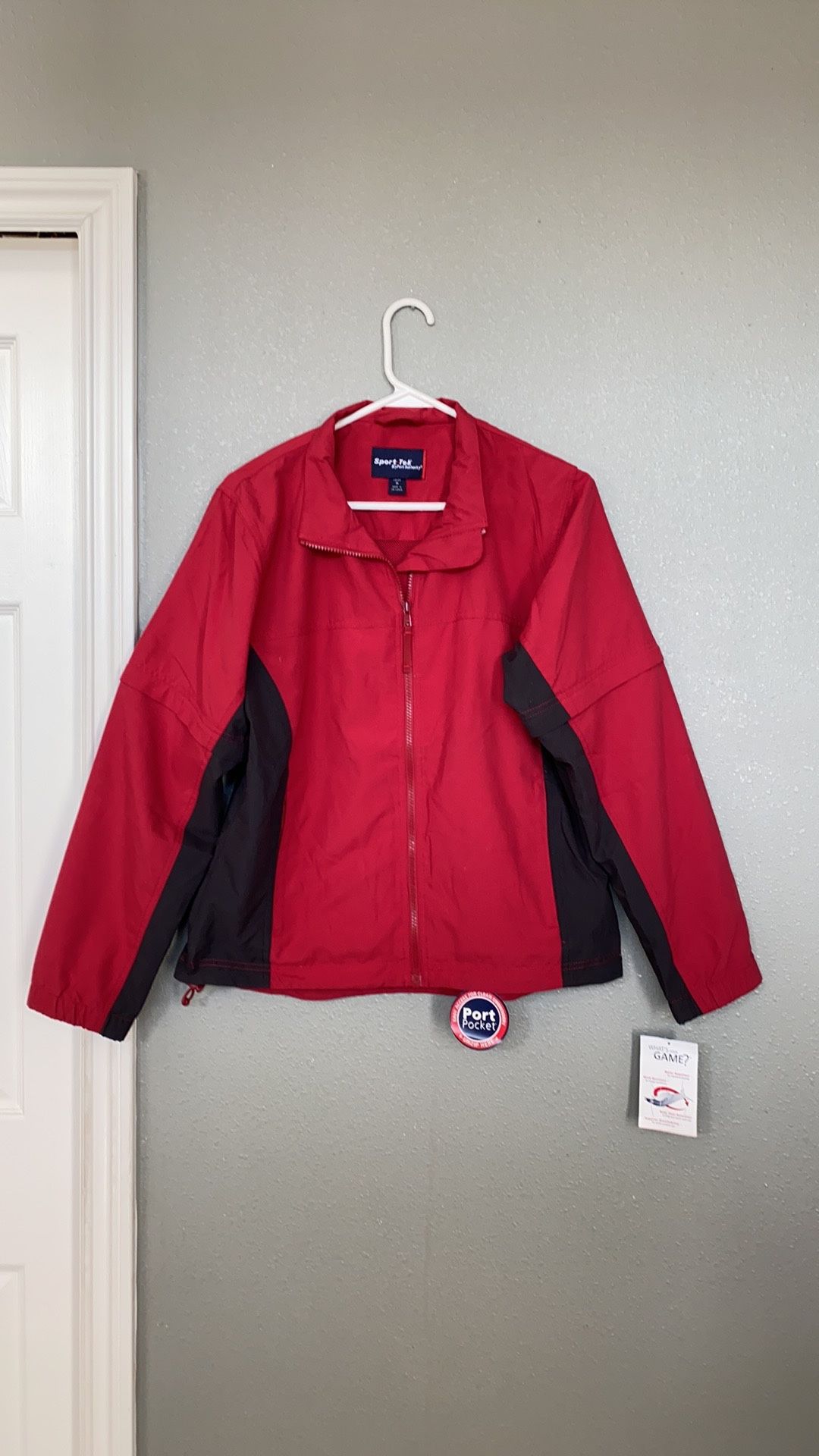 Brand New Red And Black Windbreaker Zip Up Jacket