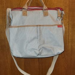 SkipHop Natural Striped Diaper Bag with Changing Pad