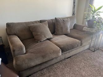 Large Grey/Brown 3 Cushion Couch