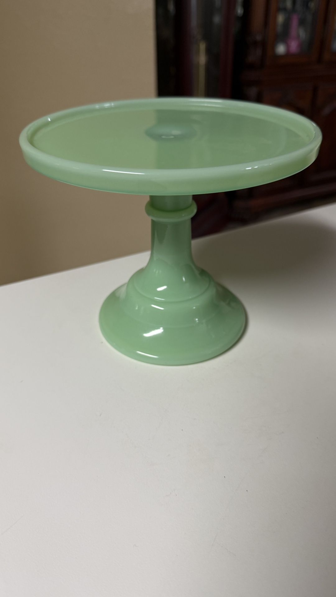 6.5” Mosser Glass Jadeite Cake Plate Stand