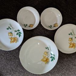 Vintage "Yellow Rose" by Cannonsburg Porcelain Dishes