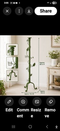 Vintage Rustic Forest Green Metal Floor  Vine Leaf Tall Floor Lamp
