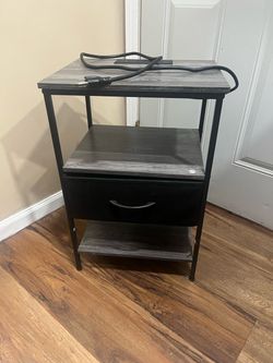 Bedside Table with Charging Station 15.7”L x 11.8”W x 24”H