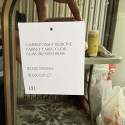 RH Cameron Large Medicine Cabinet – Brushed Brass – $2,500 Retail – $400