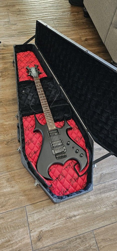 B.C. Rich Platinum Pro Zombie Electric Guitar and Coffin Case