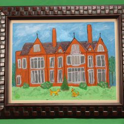 Phillys Diller Original Painting ,”rover & Grover”, Signed , {based On Her Dogs And Manor Located In Brentwood /palisades}