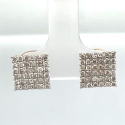 10KT Yellow Gold Diamond Square Earrings 2.40g 133584