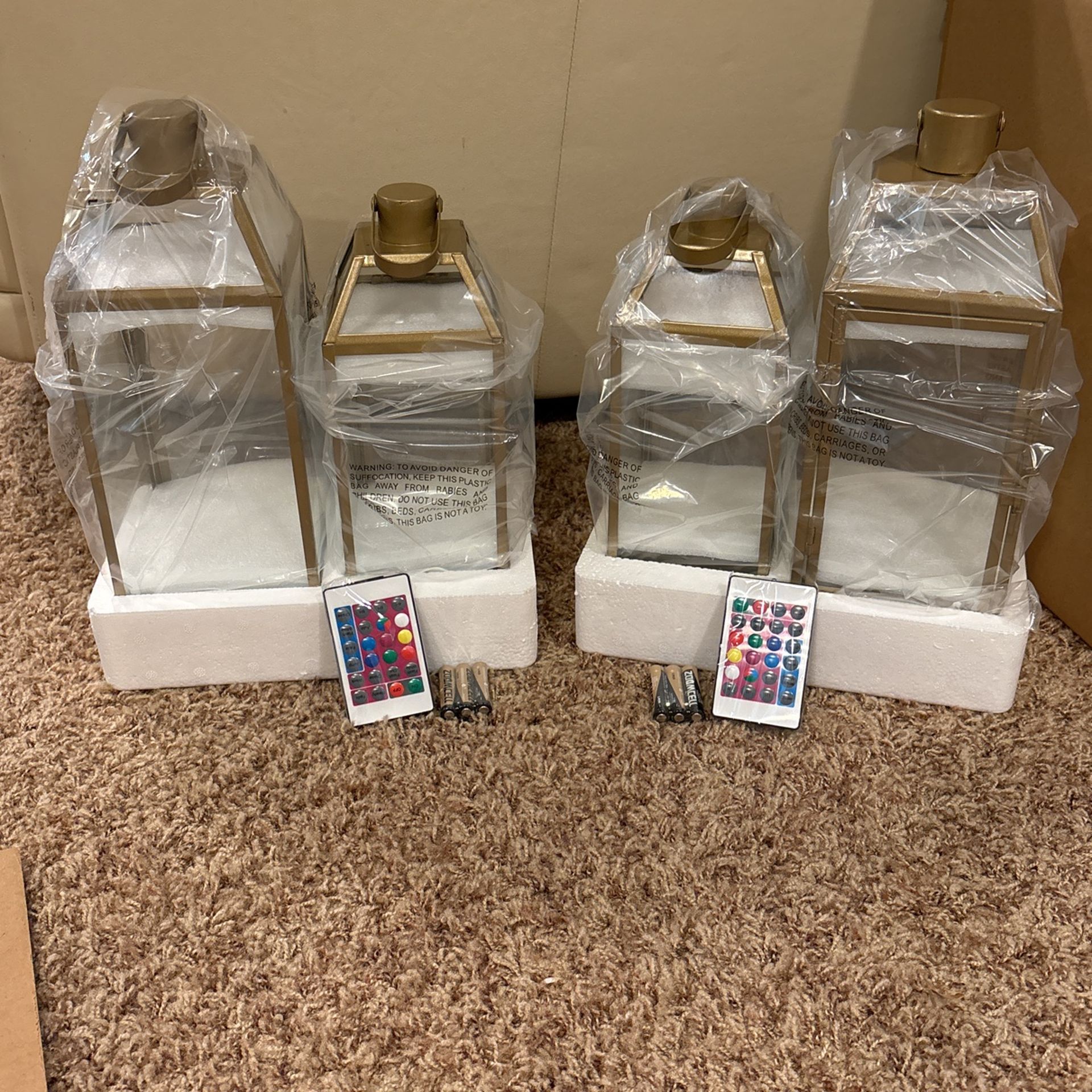4 Lanterns with Fairy Lights, Remote Operated