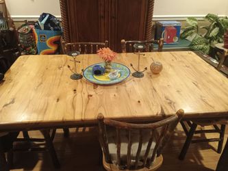 rustic style hickory dining table and chairs