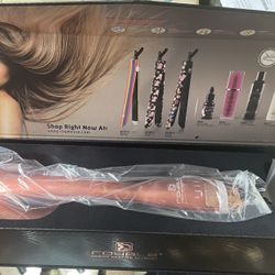 3-in-1 Blow Dryer Brush Ionic Hair Straightener Styler Rose Gold NEW