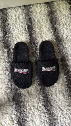 Balenciaga fur slides