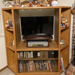 Solid Oak Entertainment Center/TV Stand