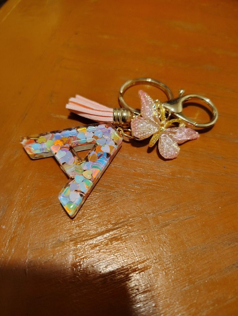 Letter A Butterfly Keychain