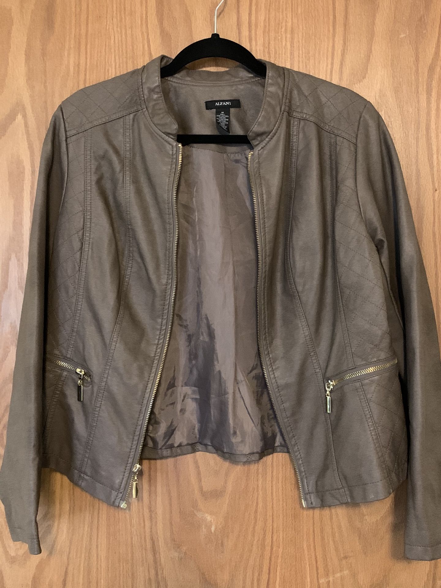 Alfani faux leather jacket- taupe